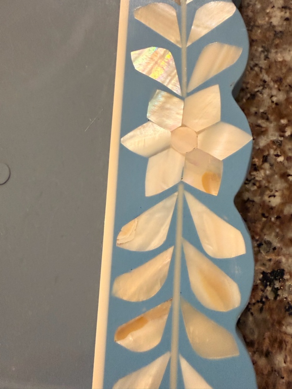 Two's Company Blue Frame with Mother-of-Pearl Floral Inlay - Picture 3 of 5